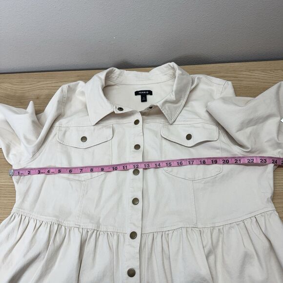 Torrid Peplum Utility Jacket Plus Size 2 Cargo Military Coat Cream Shacket Barn - Picture 5 of 7